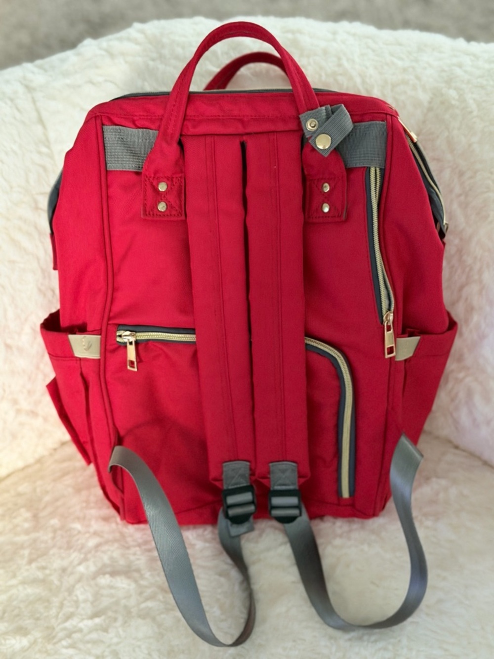 AND Bright Red Canvas LAND Backpack - Picture 2 of 5